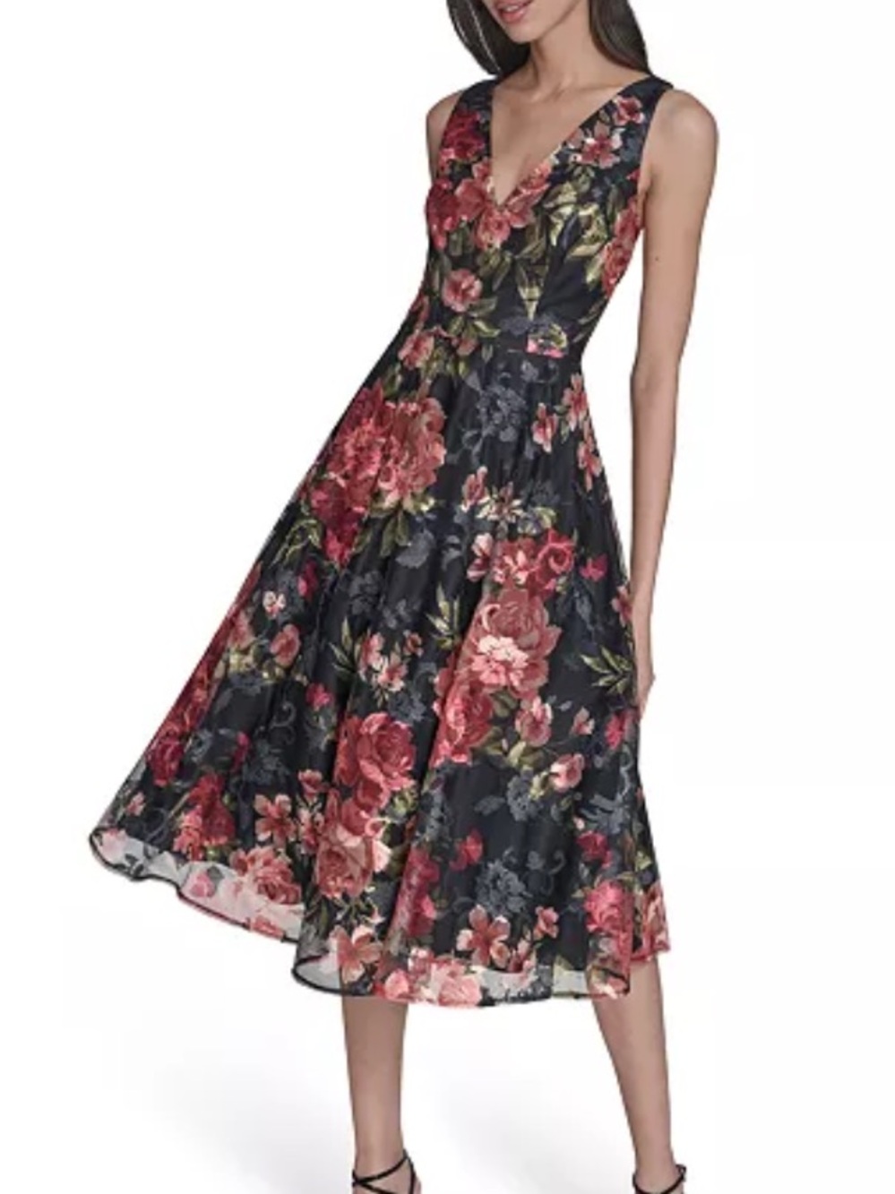 Eliza J Floral Fit & Flare Midi Dress Metallic Jacquard NWT size 12 petite